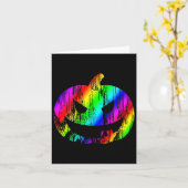 レインボーカラフルハロウィーンハロウィーンのカボチャのちょうちんパンプキン カード (黄色い花)