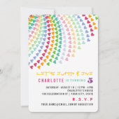 レインボーカラフルハートおもしろい子供の誕生日パーティー 招待状 (正面)