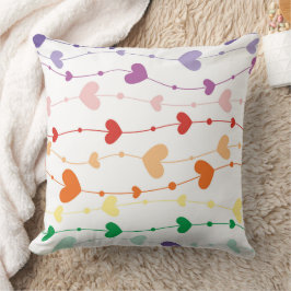 レインボーカラフルハートガーランドパターン クッション