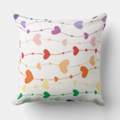 レインボーカラフルハートガーランドパターン クッション (正面)