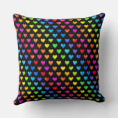 レインボーカラフルハートストライプパターン クッション (裏面)