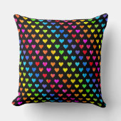 レインボーカラフルハートストライプパターン クッション (正面)