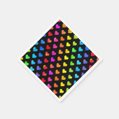 レインボーカラフルハートストライプパターン スタンダードカクテルナプキン (角)
