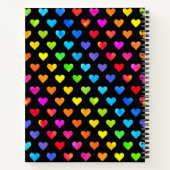 レインボーカラフルハートストライプパターン ノートブック (裏面)
