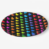 レインボーカラフルハートストライプパターン ペーパープレート (アングル)