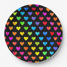 レインボーカラフルハートストライプパターン