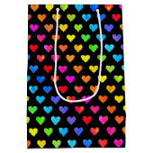 レインボーカラフルハートストライプパターン ミディアムペーパーバッグ (裏面)