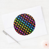 レインボーカラフルハートストライプパターン ラウンドシール (封筒)