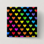 レインボーカラフルハートストライプパターン 缶バッジ (正面)