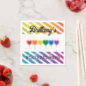 レインボーカラフルハートバルーン名誕生日 スタンダードカクテルナプキン (インサイチュ)