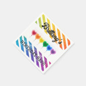 レインボーカラフルハートバルーン名誕生日 スタンダードカクテルナプキン (角)