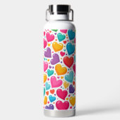 レインボーカラフルハートバレンタイン ウォーターボトル (背面)