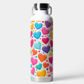 レインボーカラフルハートバレンタイン ウォーターボトル (正面)