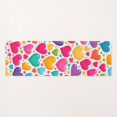 レインボーカラフルハートバレンタイン ヨガマット (正面(横))