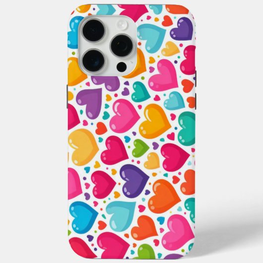 レインボーカラフルハートバレンタイン Case-Mate iPhoneケース (裏面)