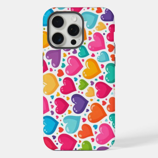 レインボーカラフルハートバレンタイン iPhoneケース (裏面)
