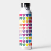 レインボーカラフルハートパターン ウォーターボトル (左面)