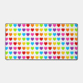 レインボーカラフルハートパターン デスクマット (正面)