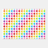 レインボーカラフルハートパターン ラッピングペーパーシート (正面)