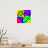 レインボーカラフルハート反射 ポスター (キッチン)