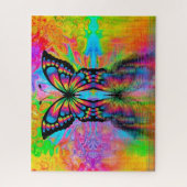 レインボーカラフルバタフライ反射 ジグソーパズル (縦)