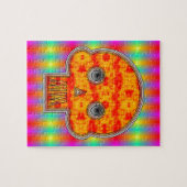 レインボーカラフルバックグラウンド上のロボットスカル ジグソーパズル (横)