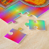 レインボーカラフルバックグラウンド上のロボットスカル ジグソーパズル (側面)
