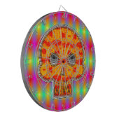 レインボーカラフルバックグラウンド上のロボットスカル ダーツボード (正面左)