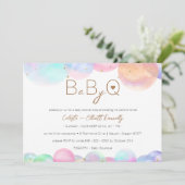レインボーカラフルバブルベビー-Q BBQベビーシャワー 招待状 (スタンド正面)