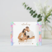 レインボーカラフルバブル写真誕生のお知らせ 案内ポストカード (スタンド正面)