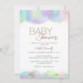 レインボーカラフルバブル男女兼用赤ちゃんシャワー 招待状 (正面)