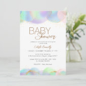 レインボーカラフルバブル男女兼用赤ちゃんシャワー 招待状 (スタンド正面)