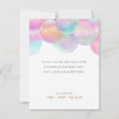 レインボーカラフルバブル白ベビーシャワー サンキューカード (裏面)