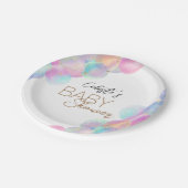 レインボーカラフルバブル白ベビーシャワー ペーパープレート (アングル)