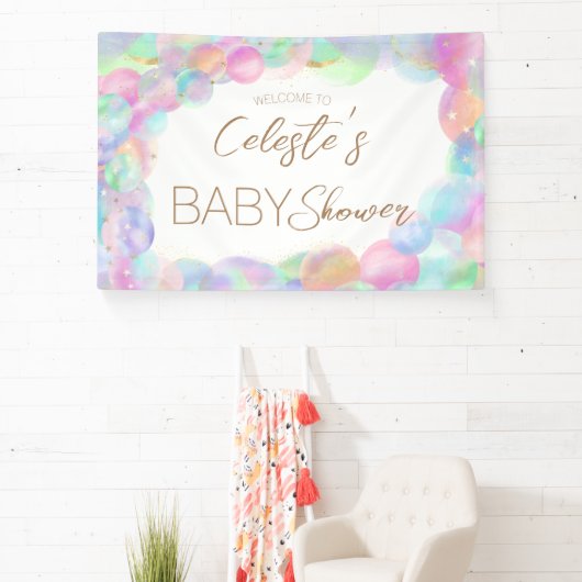 レインボーカラフルバブル赤ちゃんシャワーへようこそ 横断幕 (インサイチュ)