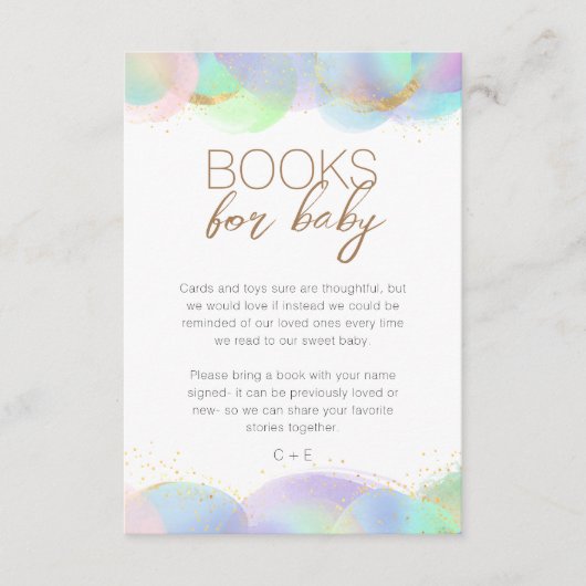 レインボーカラフルバブル赤ちゃんシャワー予約リクエスト エンクロージャーカード (正面)
