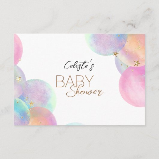 レインボーカラフルバブル赤ちゃんシャワー予約リクエスト エンクロージャーカード (裏面)