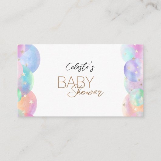 レインボーカラフルバブル赤ちゃんシャワー表示シャワー エンクロージャーカード (裏面)