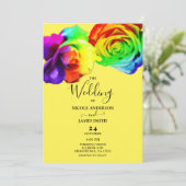レインボーカラフルバラはっきりしたフローラ結婚ズ 招待状 (スタンド正面)