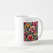 レインボーカラフルバラフラワーコーヒーティーマグカップ コーヒーマグカップ (正面右)