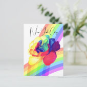 レインボーカラフルバラ花 ポストカード (スタンド正面)