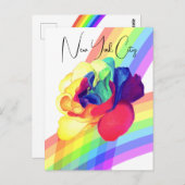 レインボーカラフルバラ花 ポストカード (正面/裏面)