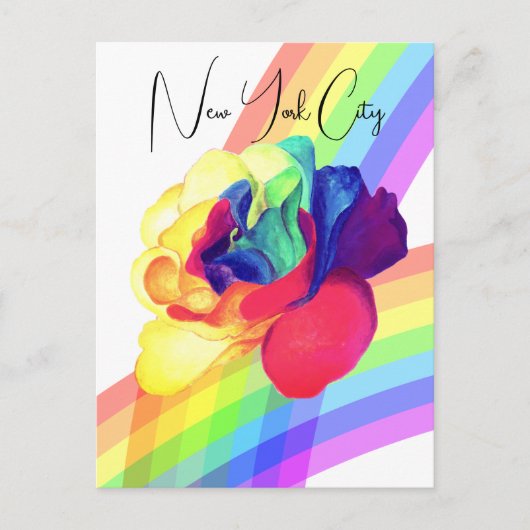 レインボーカラフルバラ花 ポストカード (正面)