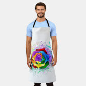 レインボーカラフルバラ エプロン (着用した状態)