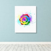 レインボーカラフルバラ キャンバスプリント (インサイチュ (ウッドフロア))