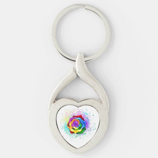 レインボーカラフルバラ キーホルダー (正面)