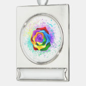 レインボーカラフルバラ シルバープレートバナーオーナメント (左)