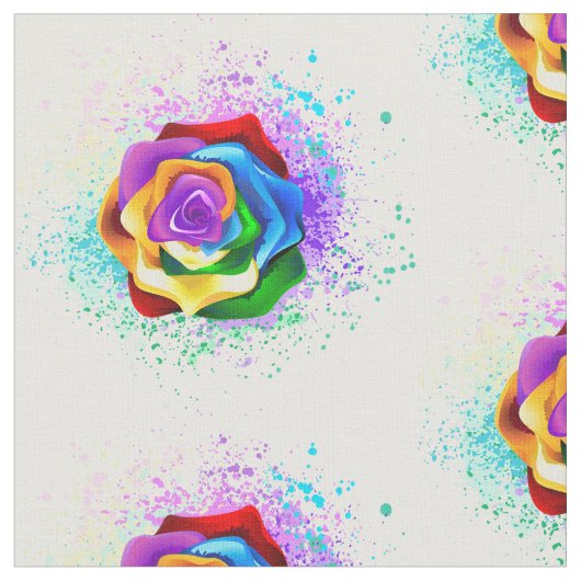 レインボーカラフルバラ ファブリック (クローズアップ)