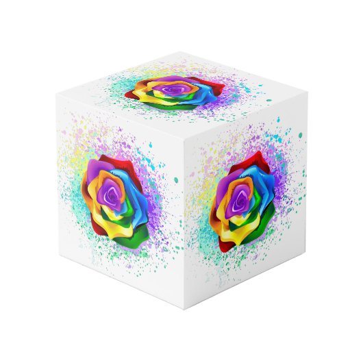 レインボーカラフルバラ フォトキューブ (正面アングル)