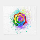 レインボーカラフルバラ フリースブランケット (正面(横))